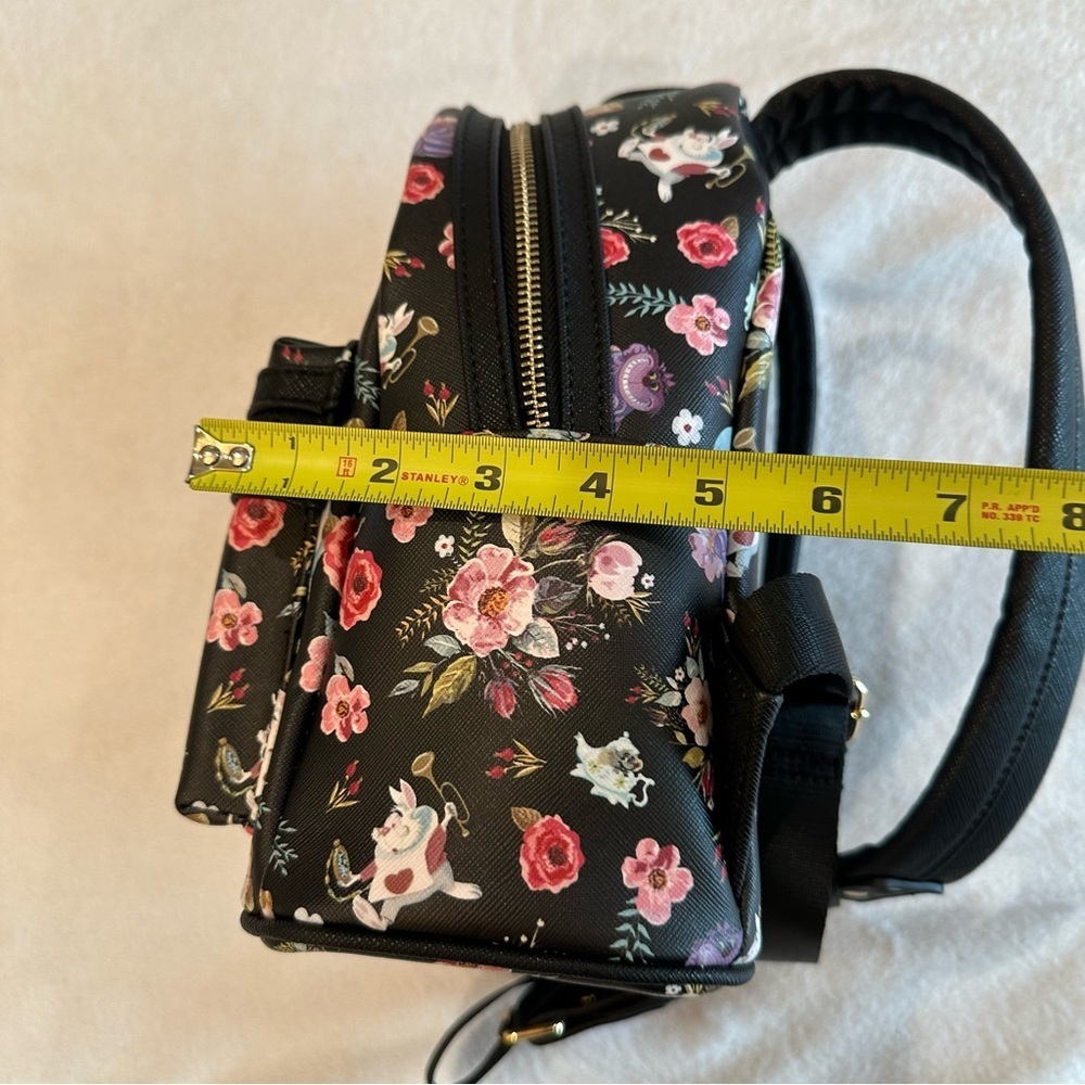 Loungefly Disney Alice in Wonderland Black Floral Backpack RARE - Picture 8 of 9